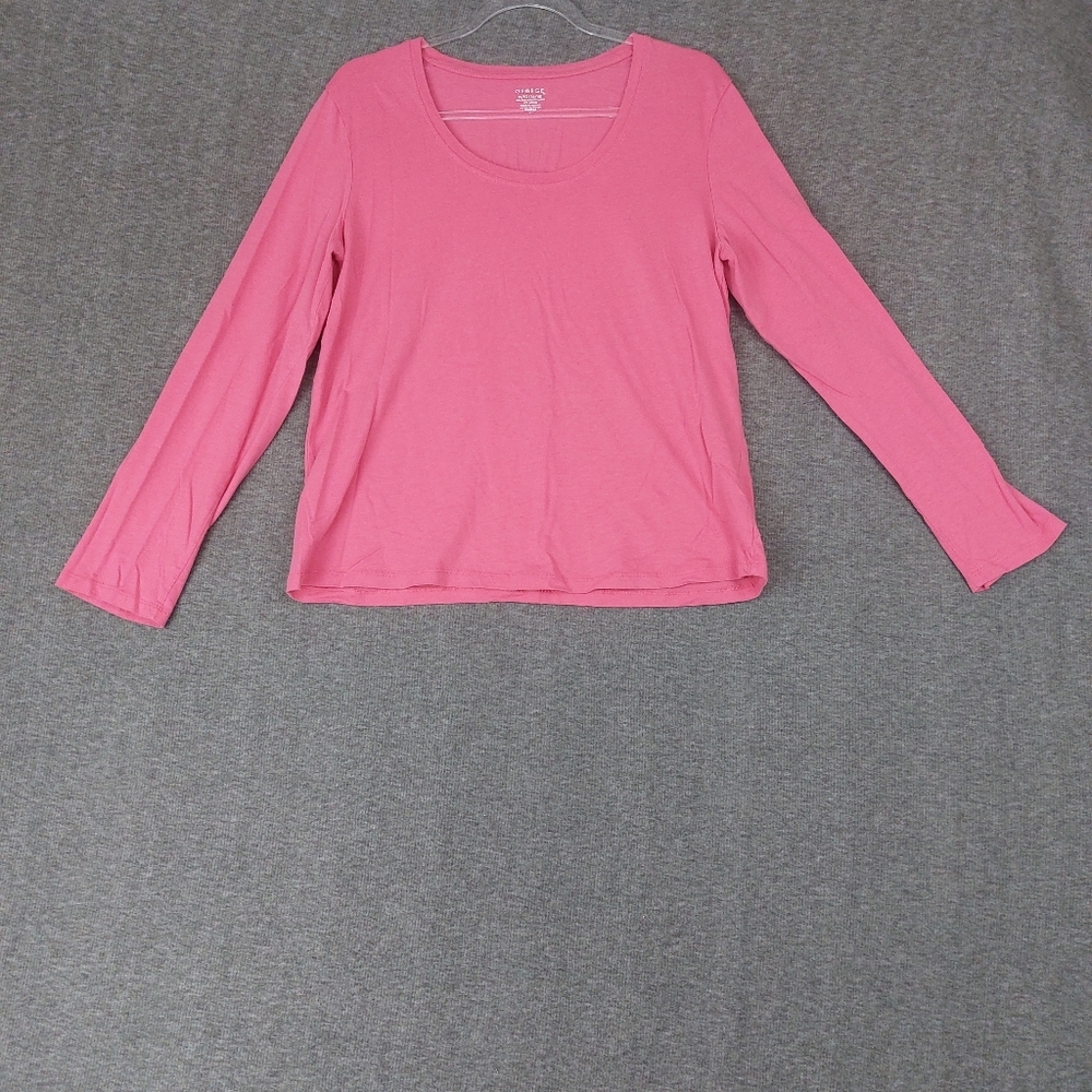 GEORGE WOMENS PINK LONG SLEEVE SCOOP NECK COTTON MODAL BLEND TSHIRT SIZE XL